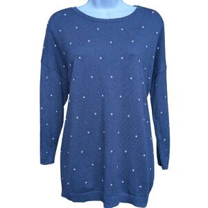 J. Jill Women's Navy Blue Sweater with White Polka Dots Size M